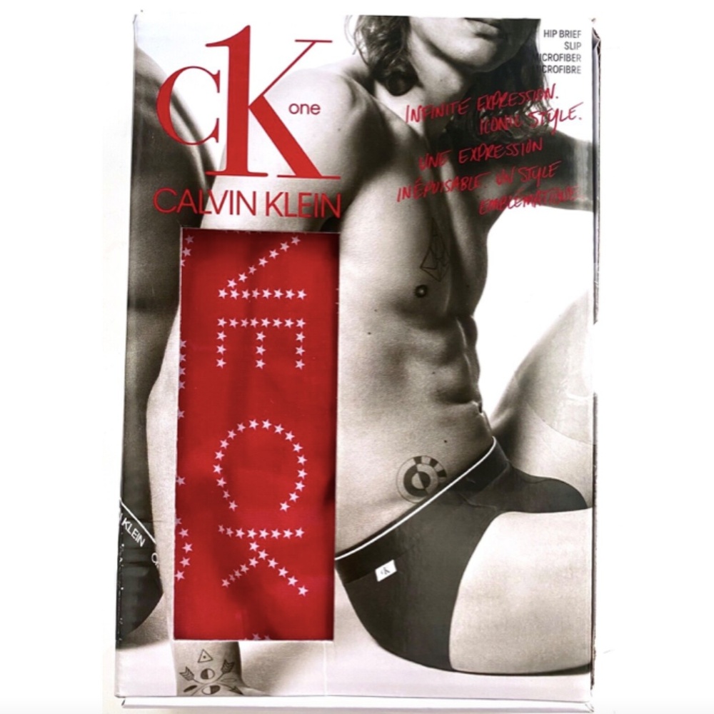 Calvin Klein CK One Nylon Elastane Red Star Hip Brief Underwear NB2224 605 XL